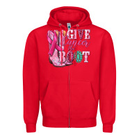 Red give cancer the boot Zipper Hoodie - NancyCooperArtShop