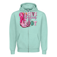 Seafoam give cancer the boot Zipper Hoodie - NancyCooperArtShop