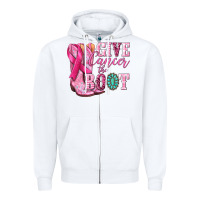 White give cancer the boot Zipper Hoodie - NancyCooperArtShop