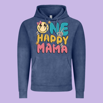 One Happy Mama Vintage Hoodie Designed By Maliassmallbusiness