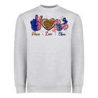 Heather Grey Peace Love Cheer Heavyweight Sweatshirt - BundleAndBundleShop