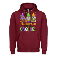 Burgundy Halloween with My Gnomes Zipper Hoodie - texasbilliewilder