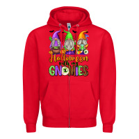 Red Halloween with My Gnomes Zipper Hoodie - texasbilliewilder