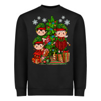 Black Mimi Elf, Mama Elf, Child Elf Christmas Heavyweight Sweatshirt - BundleAndBundleShop