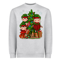 Heather Grey Mimi Elf, Mama Elf, Child Elf Christmas Heavyweight Sweatshirt - BundleAndBundleShop