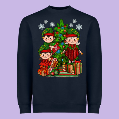 Mimi Elf, Mama Elf, Child Elf Christmas Heavyweight Sweatshirt Designed By Bundleandbundleshop