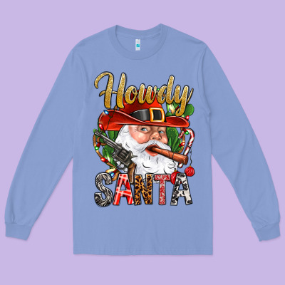 Howdy Santa Long Sleeve Tee Designed By Bundleandbundleshop