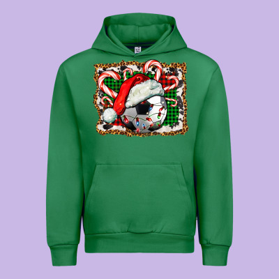 Soccer Ball Christmas With Hat And Candy Cane Urban Hoodie Designed By Fadigitalartstudio