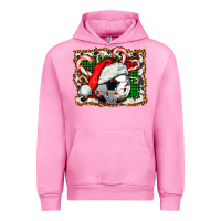 Fuchsia Pink Soccer Ball Christmas With Hat And Candy Cane Urban Hoodie - FaDigitalArtStudio
