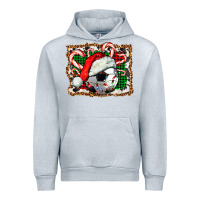 Heather Grey Soccer Ball Christmas With Hat And Candy Cane Urban Hoodie - FaDigitalArtStudio