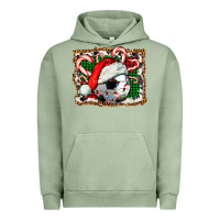 Pigment Oil Green Soccer Ball Christmas With Hat And Candy Cane Urban Hoodie - FaDigitalArtStudio