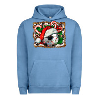 Pigment Pebble Blue Soccer Ball Christmas With Hat And Candy Cane Urban Hoodie - FaDigitalArtStudio