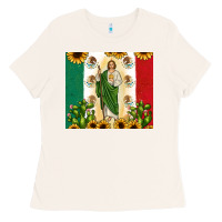 Bone San Judas with Mexican Flag Ladies Tee - JahusDesignShop