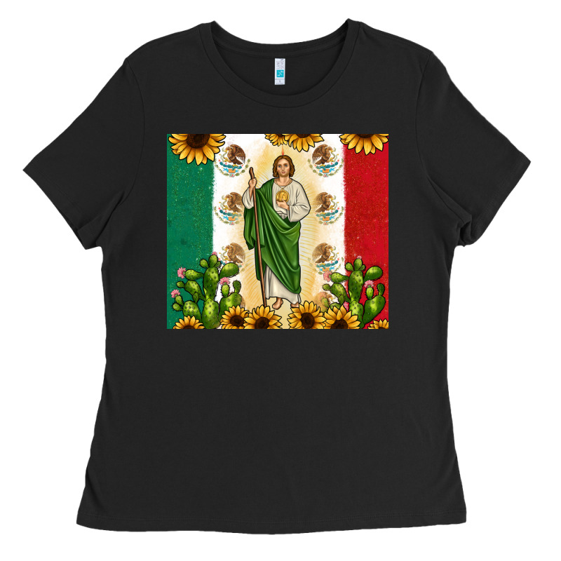 San Judas With Mexican Flag Ladies Tee by JahusDesignShop | Teevron