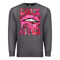 Charcoal Heather Love bites Valentine's Day Premium Sweatshirt - HowdyJamesFarm