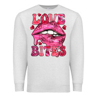 Oatmeal Heather Love bites Valentine's Day Premium Sweatshirt - HowdyJamesFarm