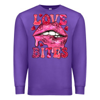 Purple Love bites Valentine's Day Premium Sweatshirt - HowdyJamesFarm