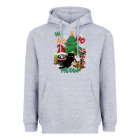 Heather Grey ho ho ho meow Heavyweight Hoodie - CowGirlArtShop