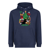 Navy ho ho ho meow Heavyweight Hoodie - CowGirlArtShop