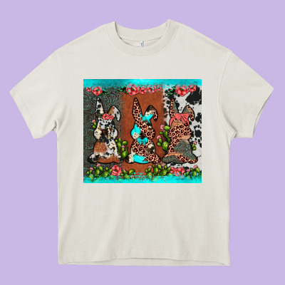 Easter Bunny's Leopard Cowhide Cactus Heavy Core Tee Designed By Jahusdesignshop