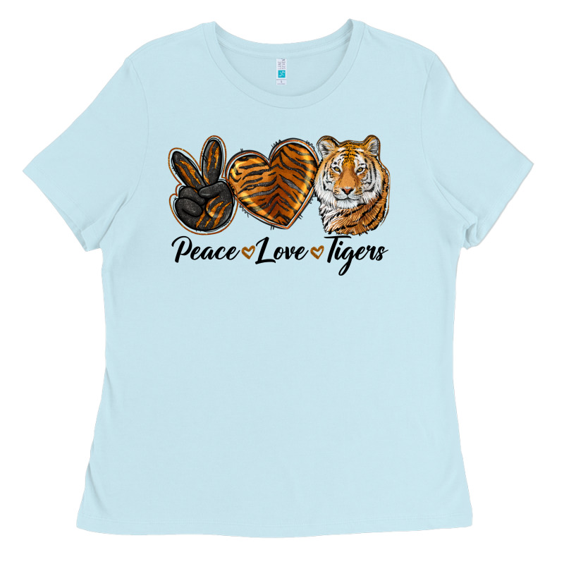 Peace Love Tigers Head Ladies Tee by JahusDesignShop | Teevron