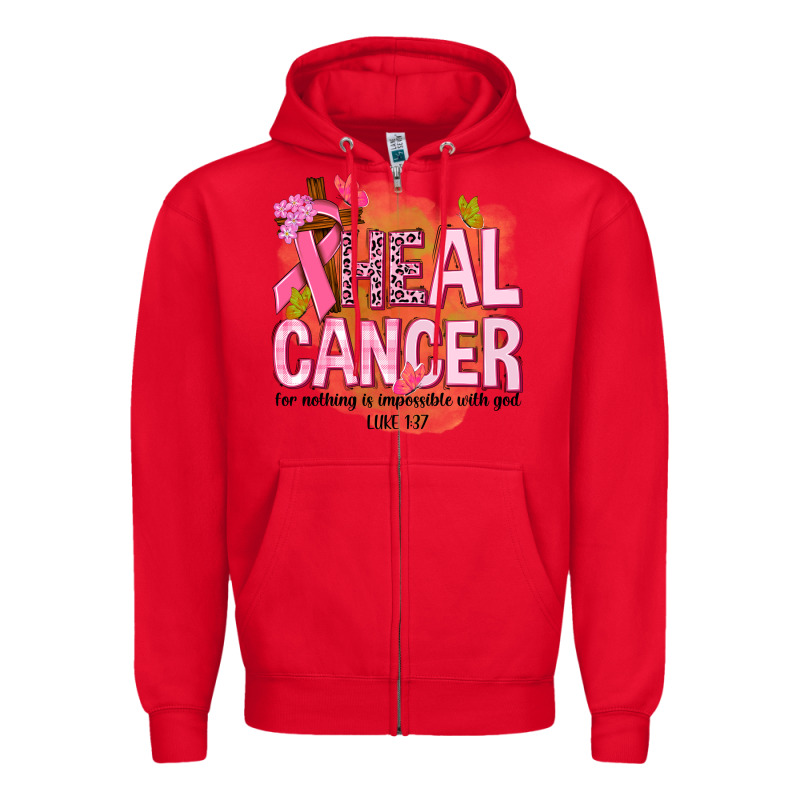 Heal Cancer For Nothing Is Impossible With God Zipper Hoodie by NancyCooperArtShop | Teevron