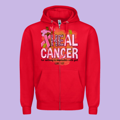 Heal Cancer For Nothing Is Impossible With God Zipper Hoodie Designed By Nancycooperartshop