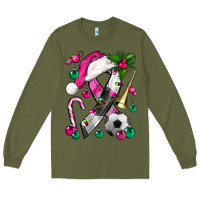 Army Green Pink Christmas Breast Cancer Ribbon Soccer Long Sleeve Tee - BundleAndBundleShop