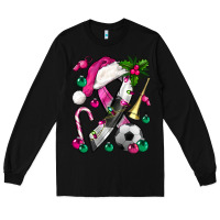 Black Pink Christmas Breast Cancer Ribbon Soccer Long Sleeve Tee - BundleAndBundleShop