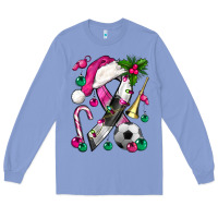 Colony Blue Pink Christmas Breast Cancer Ribbon Soccer Long Sleeve Tee - BundleAndBundleShop