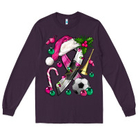 Plum Pink Christmas Breast Cancer Ribbon Soccer Long Sleeve Tee - BundleAndBundleShop