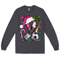 Smoke Pink Christmas Breast Cancer Ribbon Soccer Long Sleeve Tee - BundleAndBundleShop