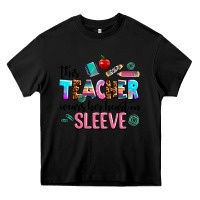 Black this teacher wears her heart on sleeve Heavy Core Tee - AdoDesignShop