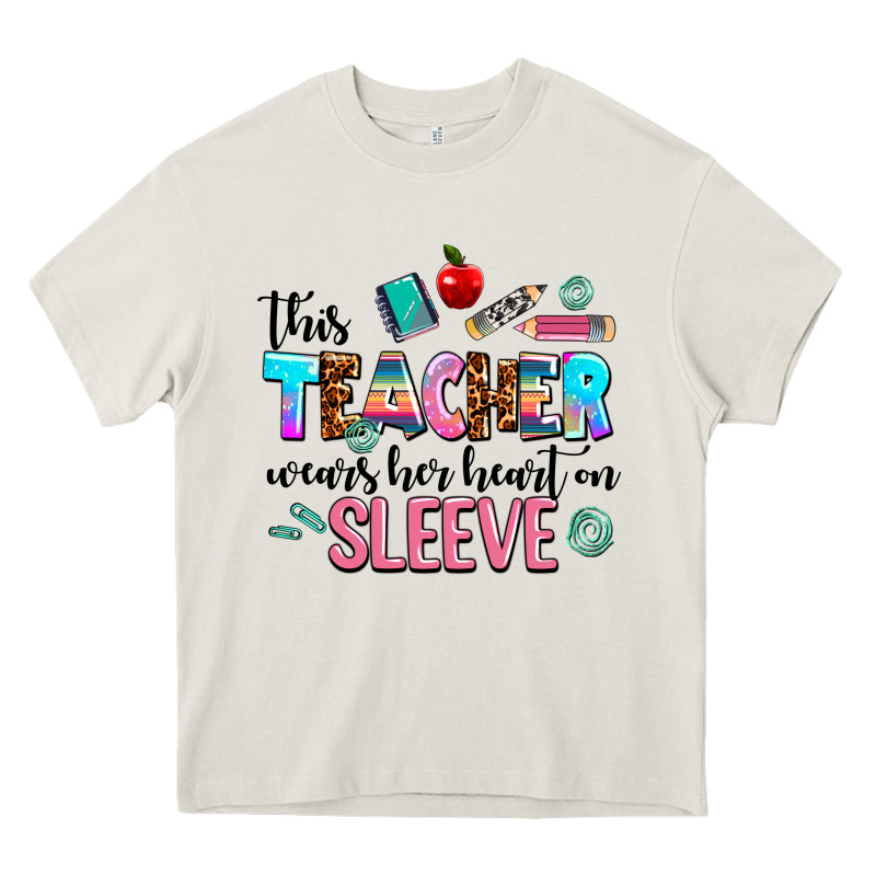 This Teacher Wears Her Heart On Sleeve Heavy Core Tee by AdoDesignShop | Teevron