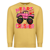 Antique Gold Heart crusher pink monster truck Valentine's Day Premium Sweatshirt - HowdyJamesFarm