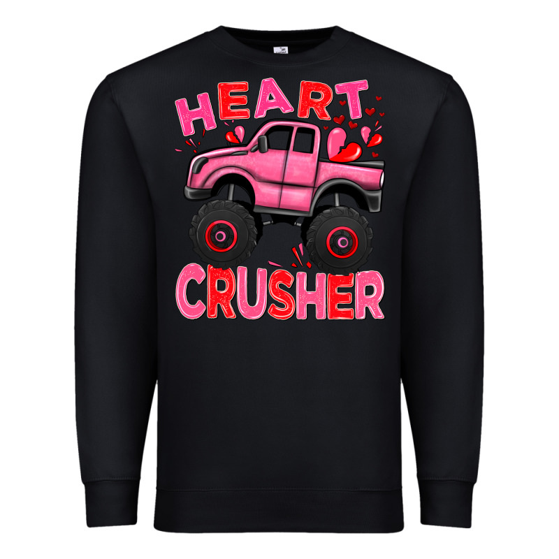 Heart Crusher Pink Monster Truck Valentine's Day Premium Sweatshirt by HowdyJamesFarm | Teevron