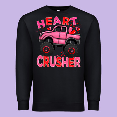 Heart Crusher Pink Monster Truck Valentine's Day Premium Sweatshirt Designed By Howdyjamesfarm
