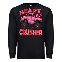 Black Heart crusher pink monster truck Valentine's Day Premium Sweatshirt - HowdyJamesFarm
