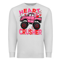 Dove Grey Heart crusher pink monster truck Valentine's Day Premium Sweatshirt - HowdyJamesFarm