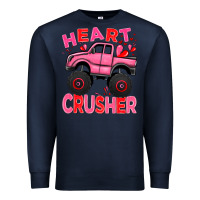 Navy Heart crusher pink monster truck Valentine's Day Premium Sweatshirt - HowdyJamesFarm