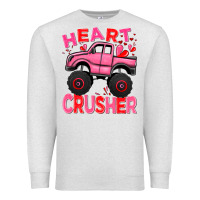 Oatmeal Heather Heart crusher pink monster truck Valentine's Day Premium Sweatshirt - HowdyJamesFarm