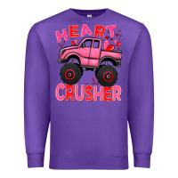 Purple Heart crusher pink monster truck Valentine's Day Premium Sweatshirt - HowdyJamesFarm