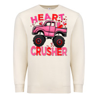 Sandshell Heart crusher pink monster truck Valentine's Day Premium Sweatshirt - HowdyJamesFarm