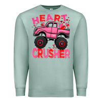 Seafoam Heart crusher pink monster truck Valentine's Day Premium Sweatshirt - HowdyJamesFarm