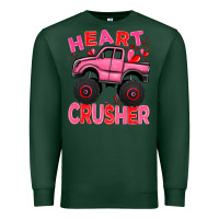 Sports Green Heart crusher pink monster truck Valentine's Day Premium Sweatshirt - HowdyJamesFarm