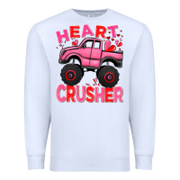 White Heart crusher pink monster truck Valentine's Day Premium Sweatshirt - HowdyJamesFarm