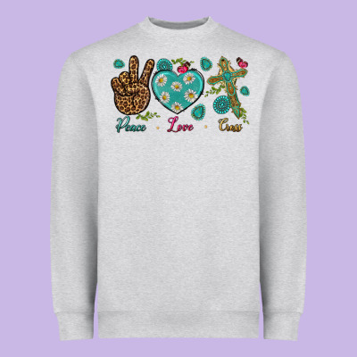 Peace Love Cross Heavyweight Sweatshirt Designed By Bundleandbundleshop
