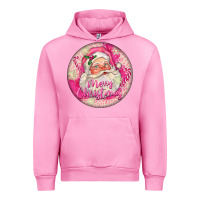Fuchsia Pink Pink Merry Christmas Santa Urban Hoodie - FaDigitalArtStudio