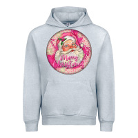 Heather Grey Pink Merry Christmas Santa Urban Hoodie - FaDigitalArtStudio