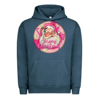 Pigment Midnight Navy Pink Merry Christmas Santa Urban Hoodie - FaDigitalArtStudio